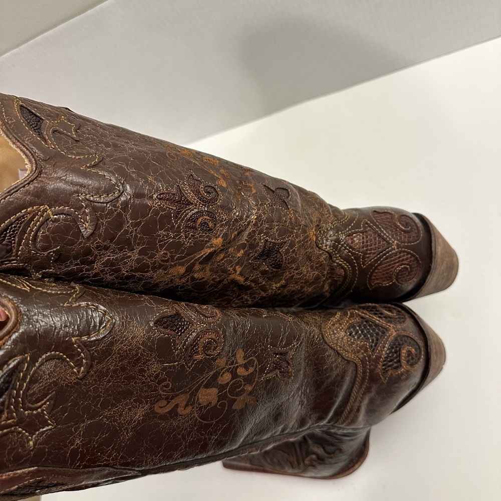 CORRAL Women's Vintage Lizard Inlay Snip Toe Cowgirl Boots C2109 Size 9.5 - Picture 7 of 16